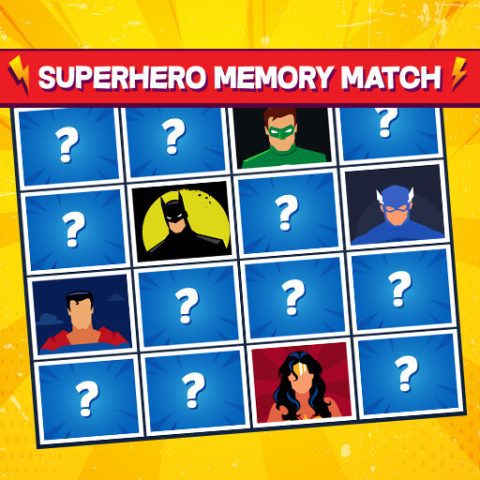 Superhero Memory Match game on Video-Igrice.com